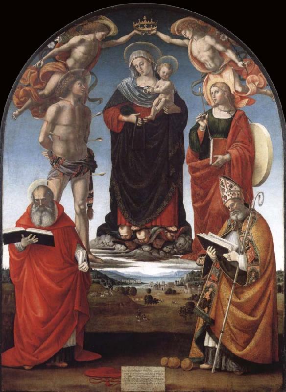 Luca Signorelli The Virgin and Child among Angels and Saints oil painting image